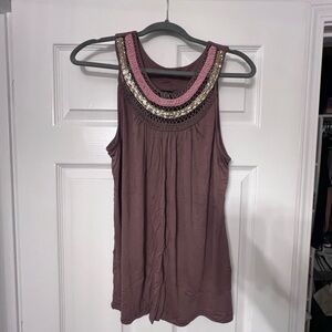 Bobeau Brown and Pink Top with Sequins